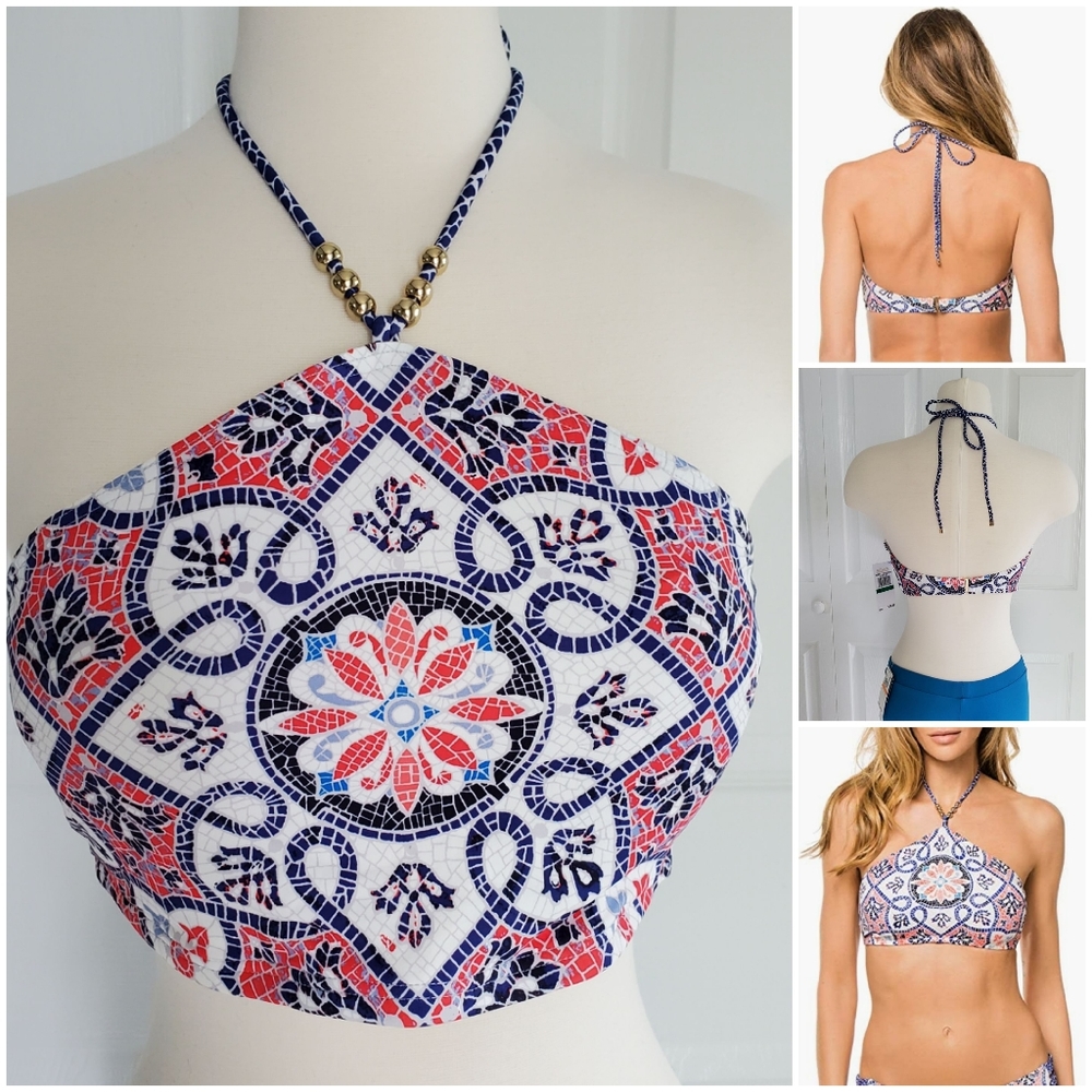 Michael Kors Santorini Beaded Halter Bikini Top